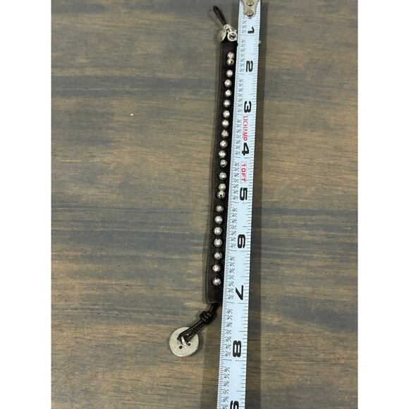 Fossil Dark Brown Leather Bracelet Charms Key Beads 7" - Picture 4 of 4